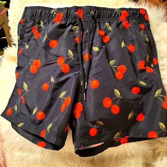 Forever 21 swimming trunks ,has cherry all over them, size medium. - Picture 1 of 6